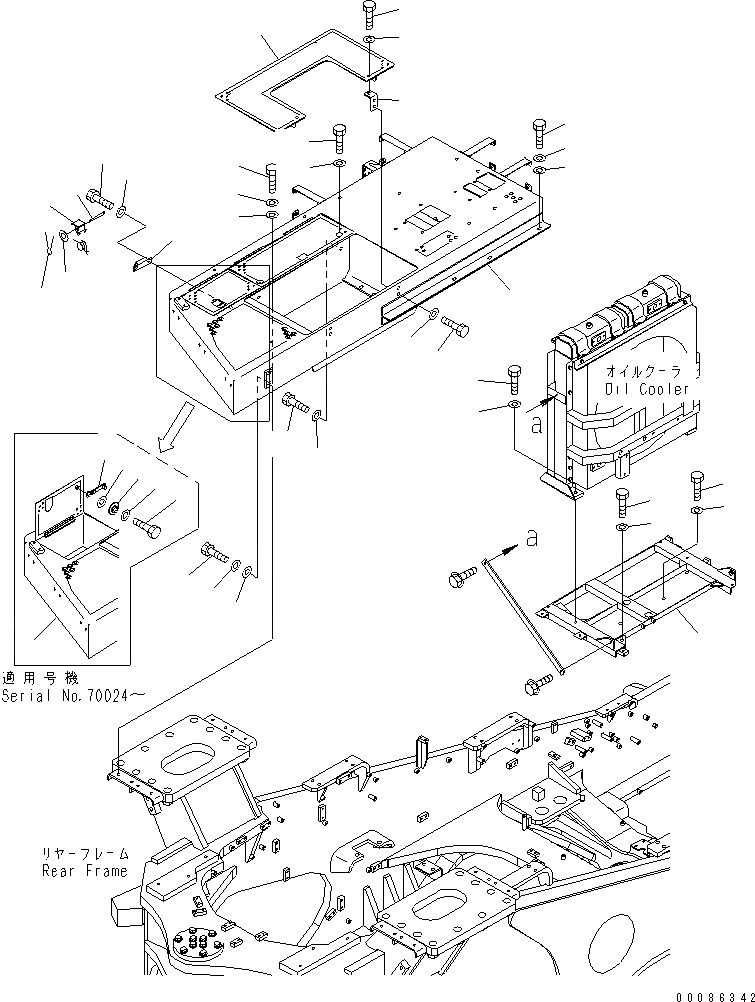 Схема запчастей Komatsu WA800-3E0 - КРЫЛО И ЛЕСТНИЦА (ОСНОВН. КОНСТРУКЦИЯ¤ ПРАВ.) (ДЛЯ ТОРМОЗ. СИСТЕМА ОХЛАЖДЕНИЯ)(№7-) ЧАСТИ КОРПУСА