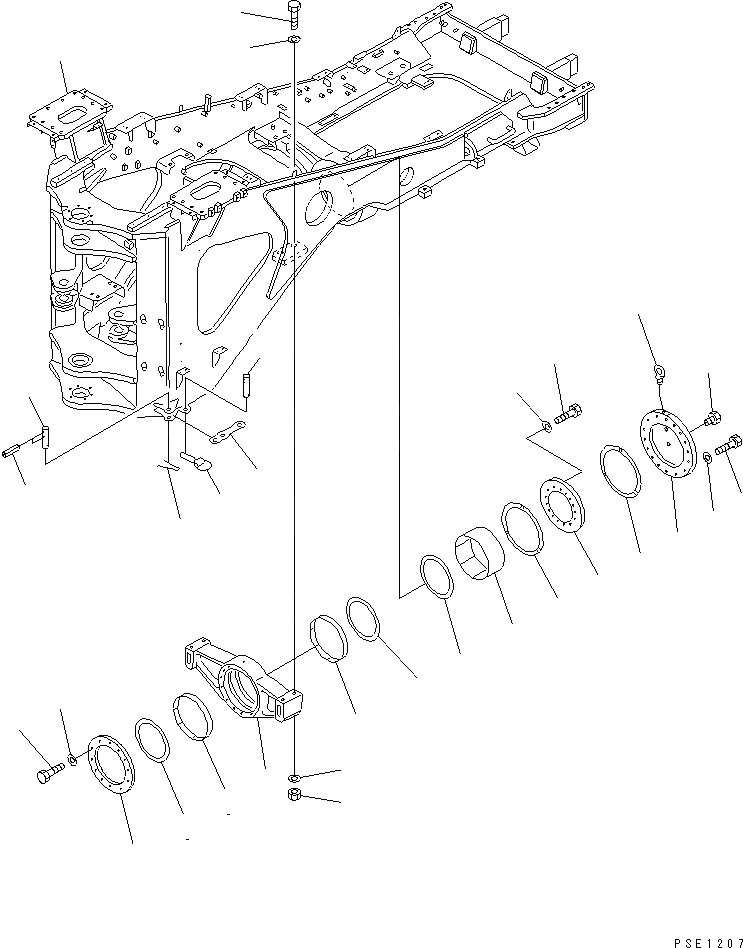Схема запчастей Komatsu WA800-1-13 - ЗАДН. РАМА(№-) РАМА И ЧАСТИ КОРПУСА