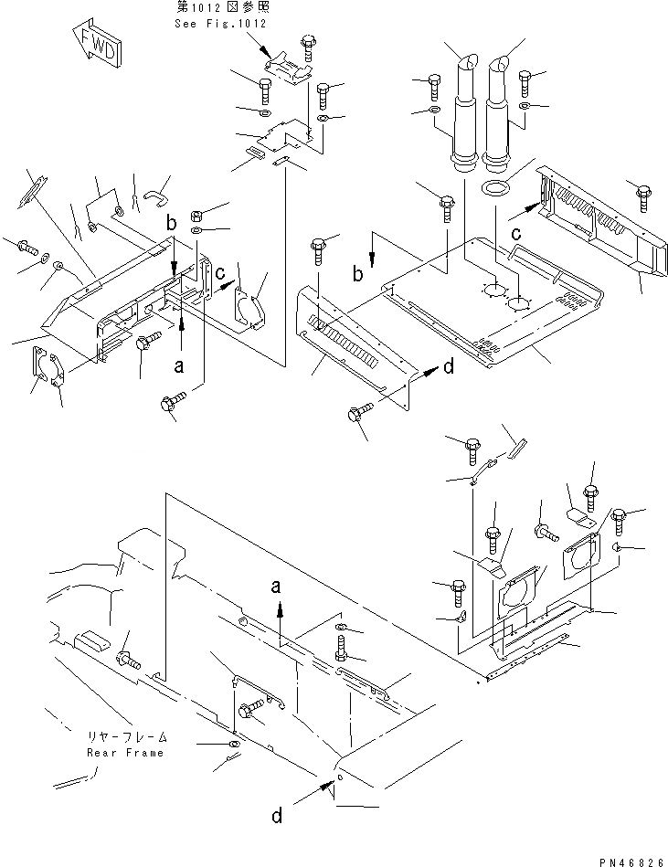 Схема запчастей Komatsu WA800-1-13 - КАПОТ(№-) РАМА И ЧАСТИ КОРПУСА