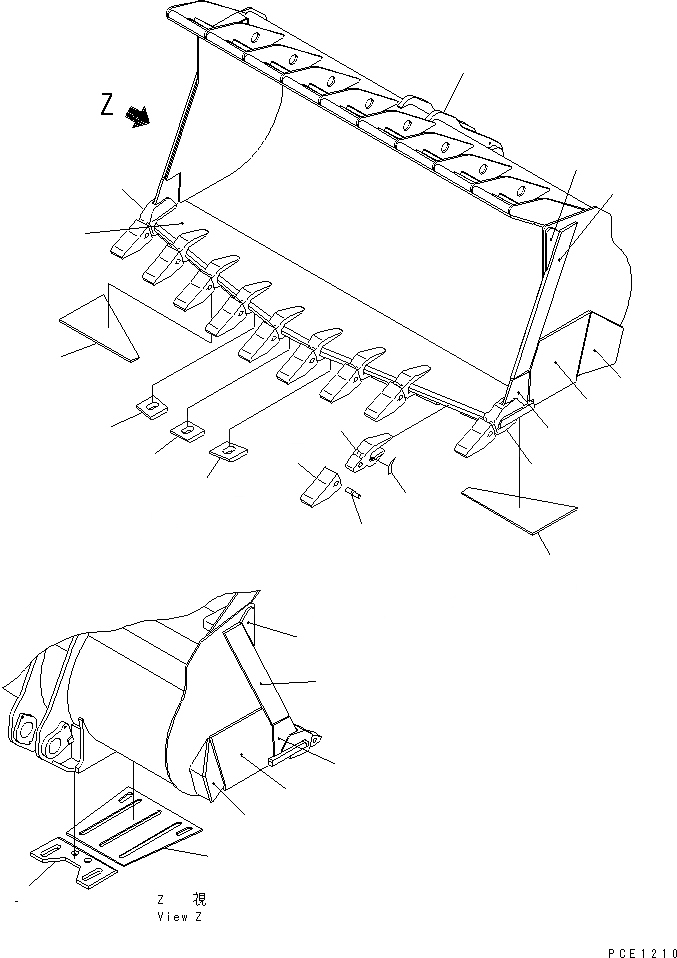 Схема запчастей Komatsu WA800-1-13 - КОВШ¤ .M (V-ОБРАЗН) (С ЗУБЬЯМИ)(№-) РАБОЧЕЕ ОБОРУДОВАНИЕ
