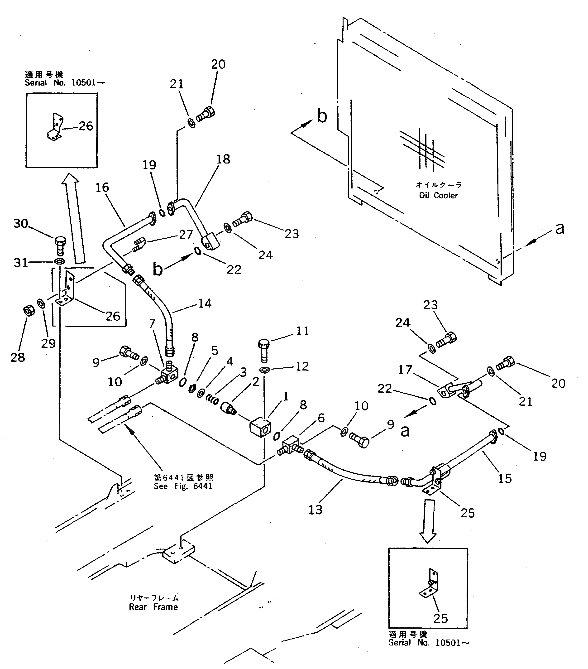 Схема запчастей Komatsu WA800-1 - ГИДРОЛИНИЯ (ЛИНИЯ ОХЛАЖДЕНИЯ) (/)(№-) УПРАВЛ-Е РАБОЧИМ ОБОРУДОВАНИЕМ