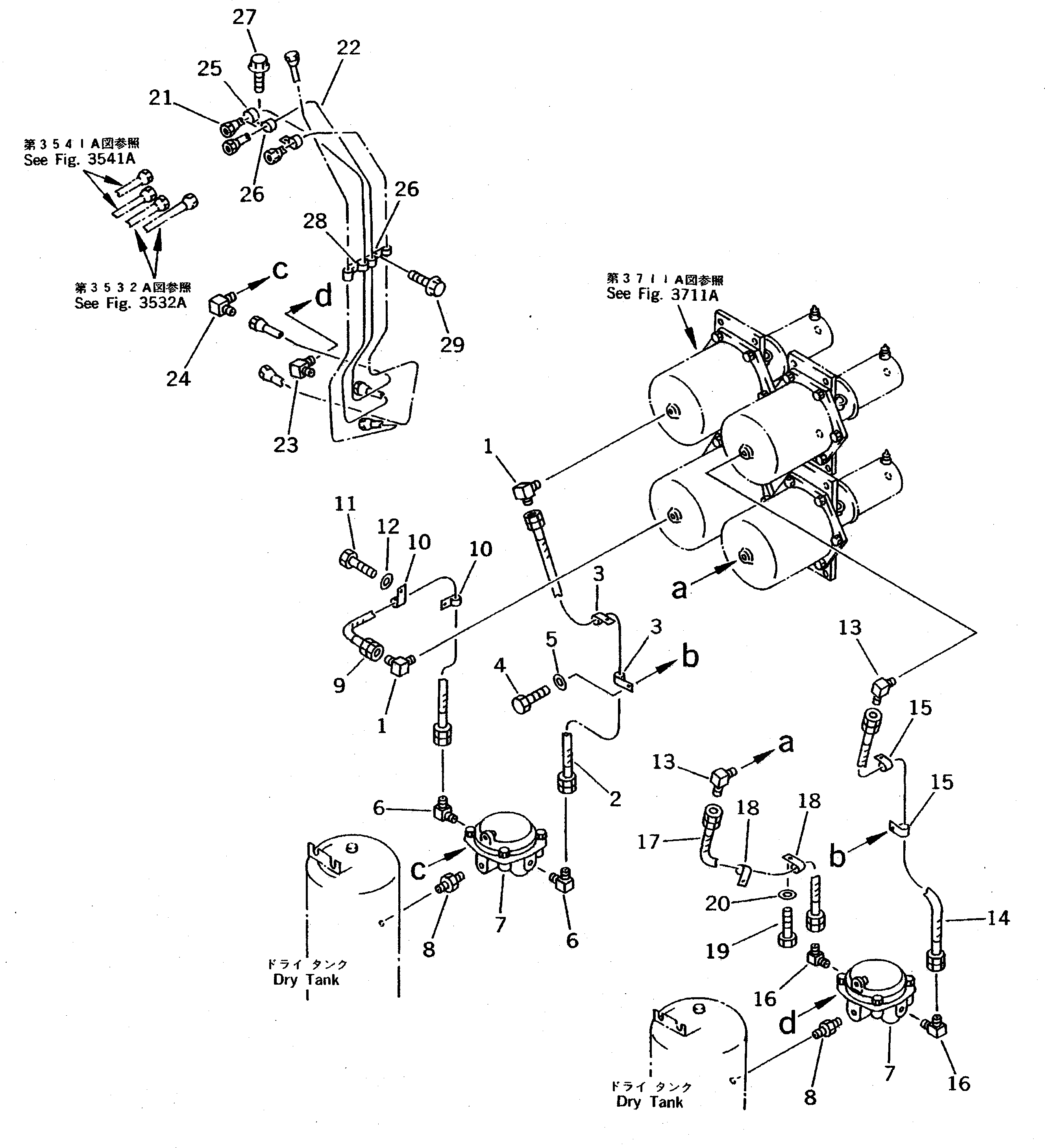 Схема запчастей Komatsu WA800-2 - ВОЗДУХОВОД (КЛАПАН ПЕДАЛИ - КАМЕРА /)(№-) ВЕДУЩ. ВАЛ¤ ДИФФЕРЕНЦ. И КОЛЕСА