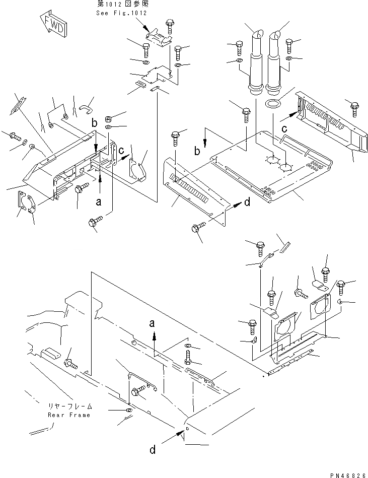 Схема запчастей Komatsu WA800-2 - КАПОТ(№-) РАМА И ЧАСТИ КОРПУСА