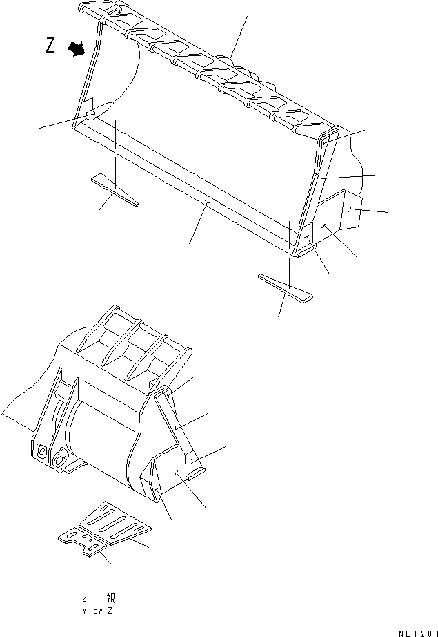 Схема запчастей Komatsu WA800-2 - КОВШ¤ .M (БЕЗ TOOTH)(№-) РАБОЧЕЕ ОБОРУДОВАНИЕ