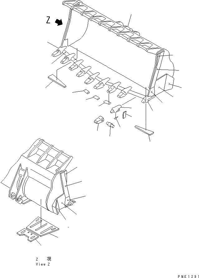 Схема запчастей Komatsu WA800-2 - КОВШ¤ 9.M (V-ОБРАЗН) (С ЗУБЬЯМИ)(№-) РАБОЧЕЕ ОБОРУДОВАНИЕ