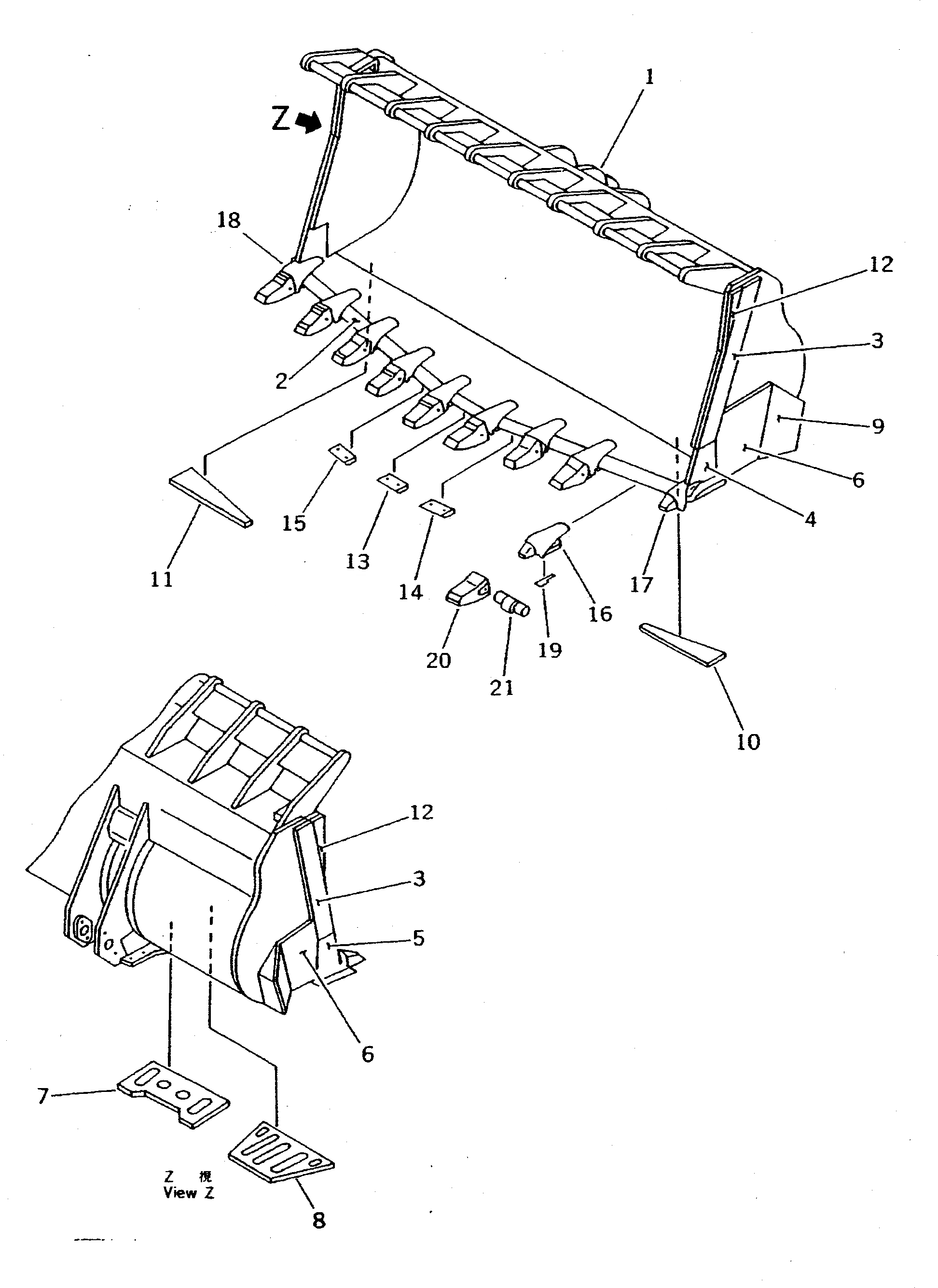 Схема запчастей Komatsu WA800-2 - КОВШ¤ 8.M (V-ОБРАЗН) (С ЗУБЬЯМИ) (ДЛЯ ВЫСОК. ПОДЪЕМА)(№-) РАБОЧЕЕ ОБОРУДОВАНИЕ