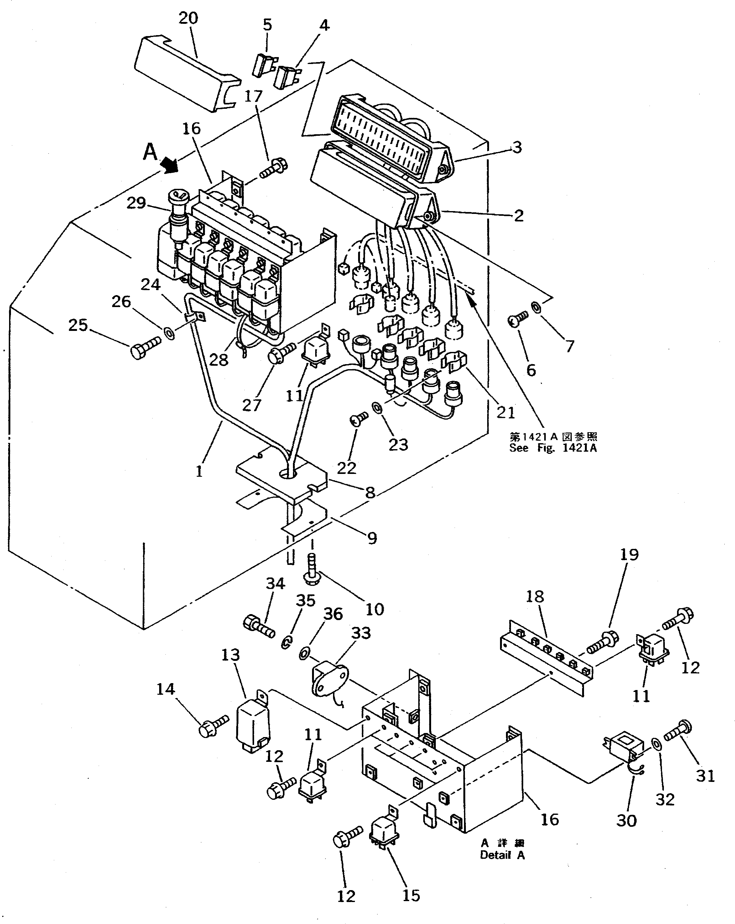 Схема запчастей Komatsu WA800-1-A - ЭЛЕКТРИКА (КОНСОЛЬН. БЛОК¤ ПРАВ.)(№-) КОМПОНЕНТЫ ДВИГАТЕЛЯ И ЭЛЕКТРИКА