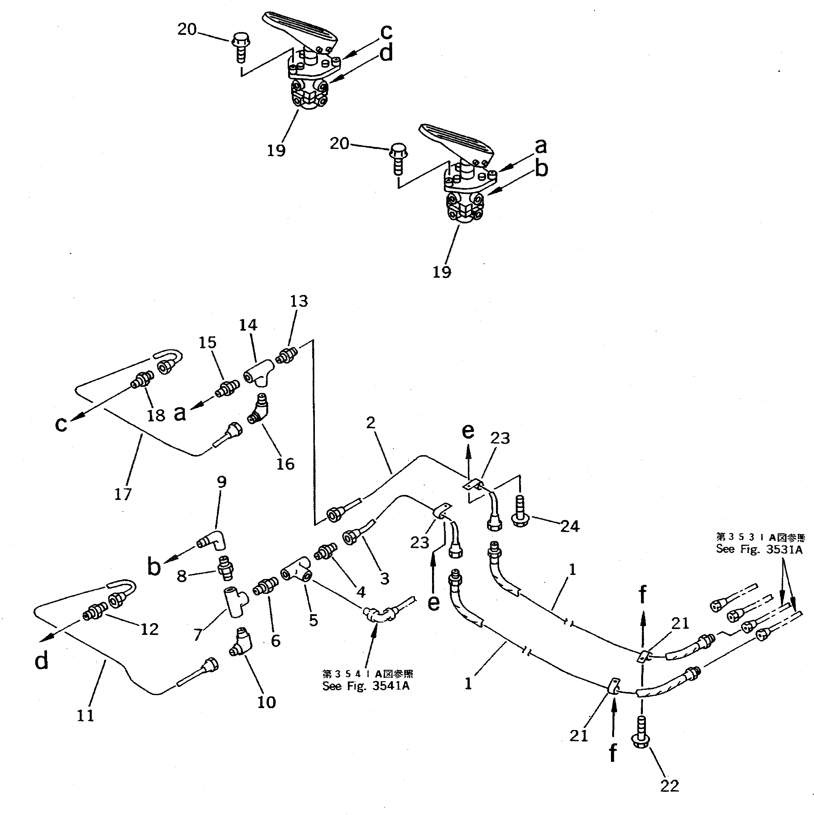 Схема запчастей Komatsu WA800-1-A - ВОЗДУХОВОД (СУХ. БАК - КЛАПАН ПЕДАЛИ /)(№-) ВЕДУЩ. ВАЛ¤ ДИФФЕРЕНЦ. И КОЛЕСА