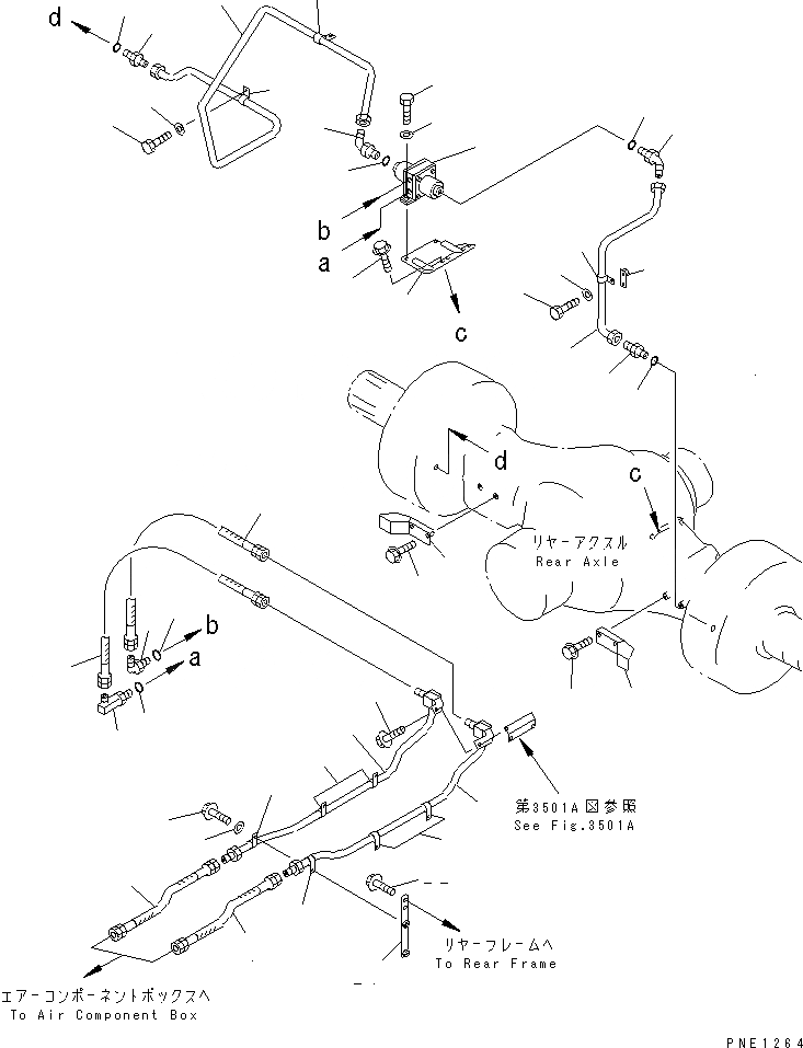Схема запчастей Komatsu WA800-1-A - ТОРМОЗ. МАСЛОПРОВОДЯЩАЯ ЛИНИЯ (ЗАДН. ТОРМОЗ.)(№-) ВЕДУЩ. ВАЛ¤ ДИФФЕРЕНЦ. И КОЛЕСА