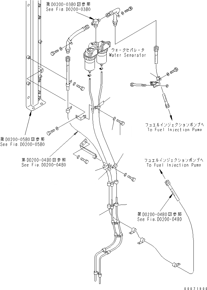 Схема запчастей Komatsu WA800-3 - ТОПЛИВН. БАК. (ТОПЛИВОПРОВОД.¤ ВОДООТДЕЛИТЕЛЬ ЛИНИЯ) (С ВОДООТДЕЛИТЕЛЕМ)(№8-) ТОПЛИВН. БАК. AND КОМПОНЕНТЫ