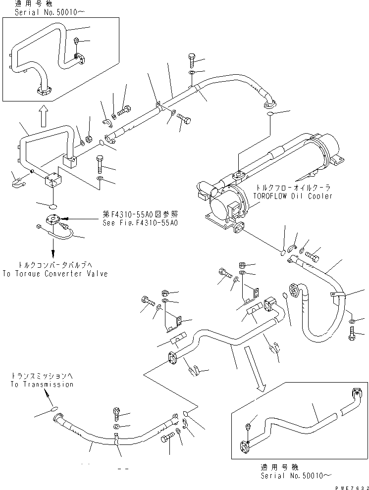 Схема запчастей Komatsu WA800-3 - ГИДРОТРАНСФОРМАТОР И ТРАНСМИССИЯ ЛИНИЯ (ЛИНИИ МАСЛООХЛАДИТЕЛЯ)(№-) ГИДРОТРАНСФОРМАТОР И ТРАНСМИССИЯ