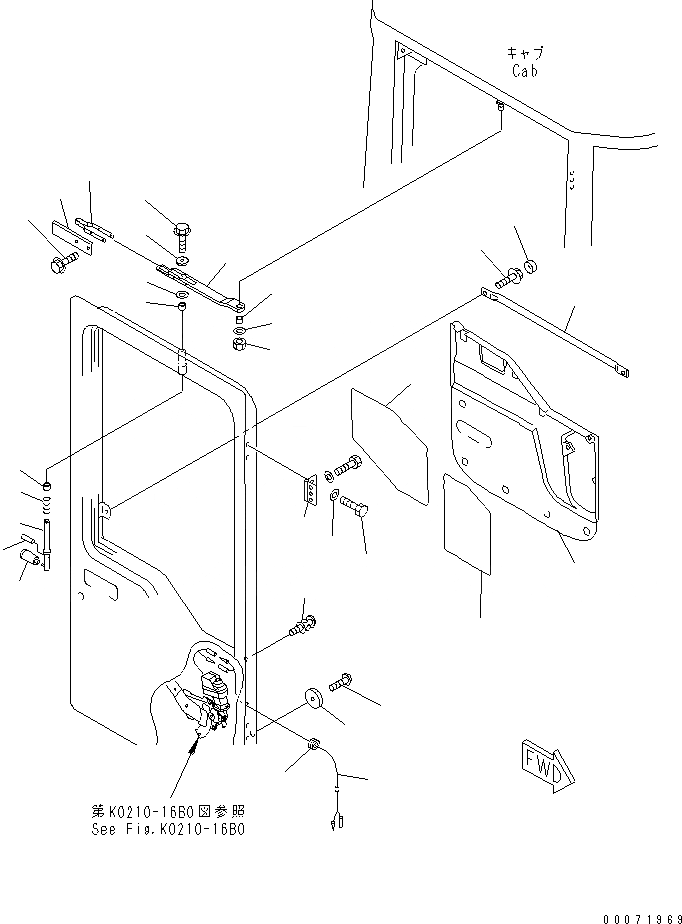 Схема запчастей Komatsu WA800-3 - КАБИНА (ПРАВ. ДВЕРЬ В СБОРЕ¤ /) (ДВЕРЬ ФИКСАТОР ОТКРЫТИЯ¤ ПОДУШКА И РУЧКА)(№8-) КАБИНА ОПЕРАТОРА И СИСТЕМА УПРАВЛЕНИЯ