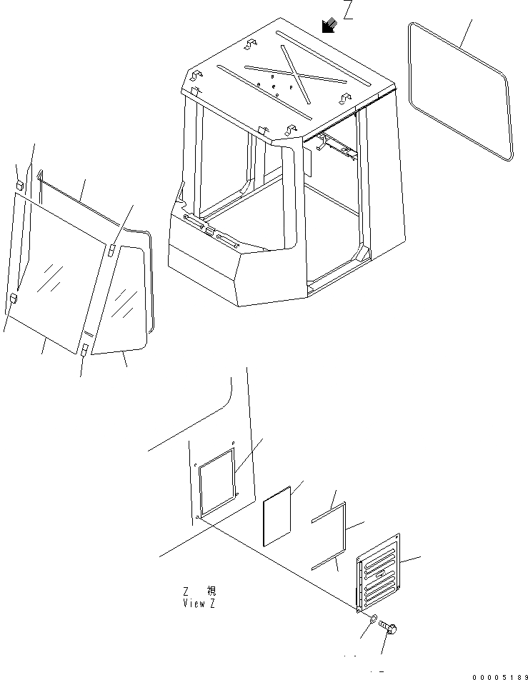 Схема запчастей Komatsu WA800-3 - КАБИНА (ОКНА) (НИЗ. NOISE)(№-8) КАБИНА ОПЕРАТОРА И СИСТЕМА УПРАВЛЕНИЯ