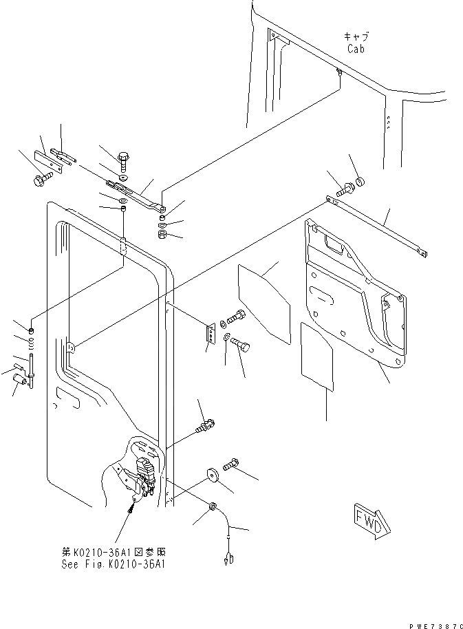 Схема запчастей Komatsu WA800-3 - КАБИНА (ПРАВ. ДВЕРЬ В СБОРЕ¤ /) (ДВЕРЬ ФИКСАТОР ОТКРЫТИЯ¤ ПОДУШКА И РУЧКА) (НИЗ. NOISE)(№-8) КАБИНА ОПЕРАТОРА И СИСТЕМА УПРАВЛЕНИЯ