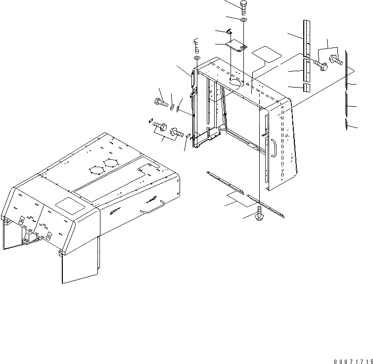 Схема запчастей Komatsu WA800-3 - ЗАЩИТА РАДИАТОРА AND КАПОТ (ЗАЩИТА РАДИАТОРА ANTI АНТИВАНДАЛЬН. /)(№8-) ЧАСТИ КОРПУСА