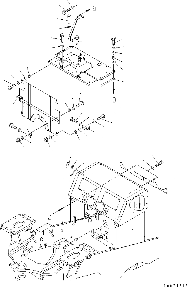 Схема запчастей Komatsu WA800-3 - ОТСЕК ДВИГАТЕЛЯ(КРЫШКА/)(№8-) ЧАСТИ КОРПУСА