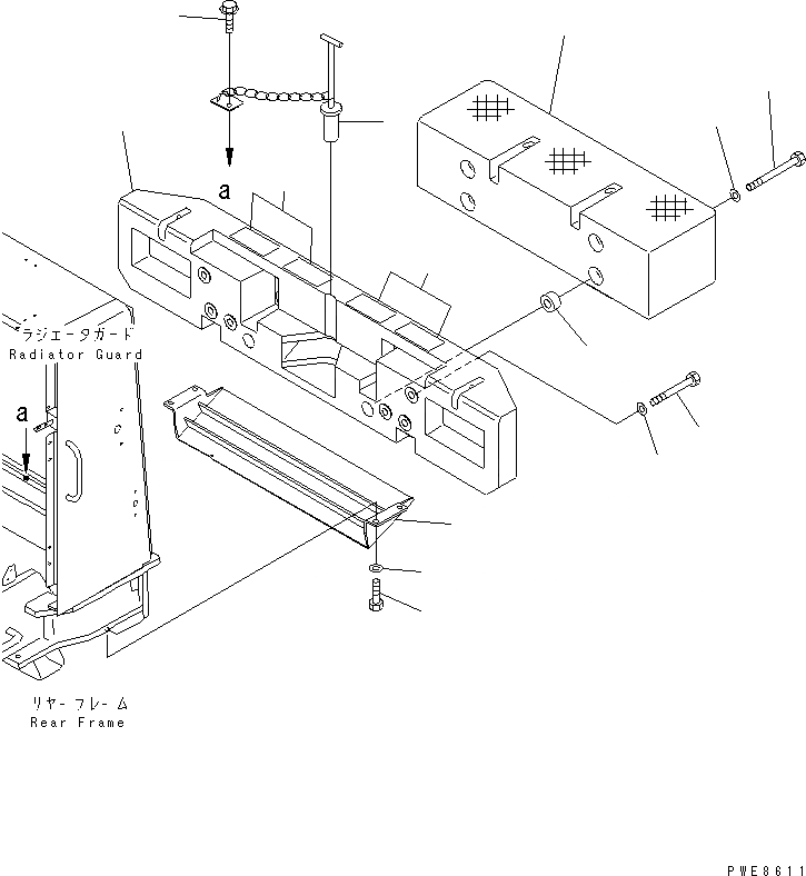 Схема запчастей Komatsu WA800-3 - ПРОТИВОВЕС (С ДОПОЛН. ВЕС) (EC REGULATION)(№-8) ЧАСТИ КОРПУСА