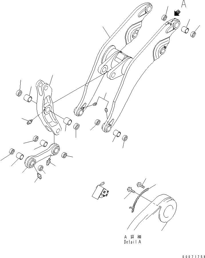 Схема запчастей Komatsu WA800-3 - РУКОЯТЬ И КОЛЕНЧАТЫЙ РЫЧАГ (ВЫСОК. ПОДЪЕМ РУКОЯТЬ)(№8-) РАБОЧЕЕ ОБОРУДОВАНИЕ