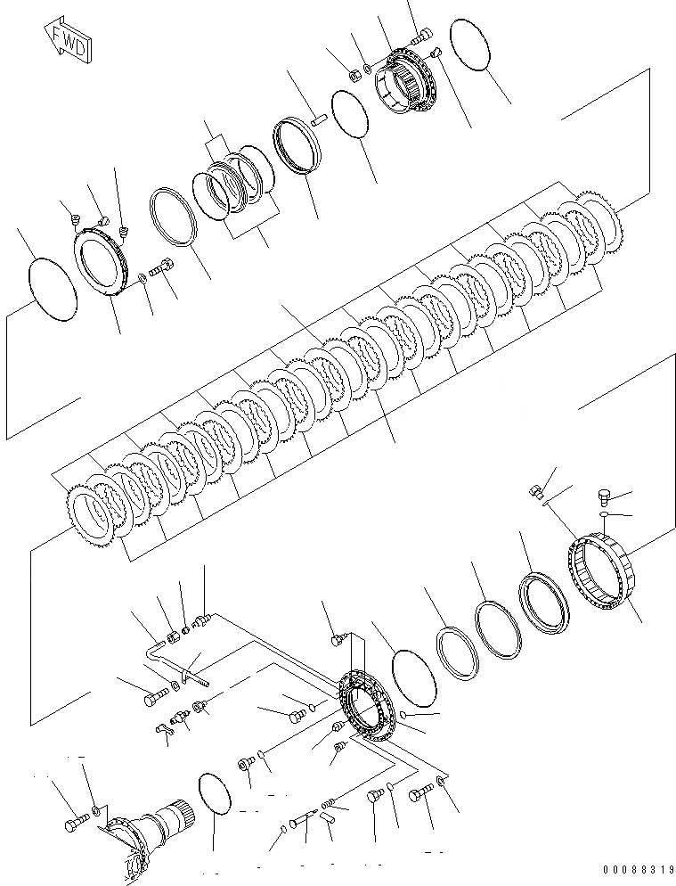 Схема запчастей Komatsu WA800-3E0 - ПЕРЕДНИЙ МОСТ (ПЕРЕДНИЕ ТОРМОЗА) (ПРАВ.) (ДЛЯ ТОРМОЗ. СИСТЕМА ОХЛАЖДЕНИЯ)(№7-) ГИДРОТРАНСФОРМАТОР И ТРАНСМИССИЯ