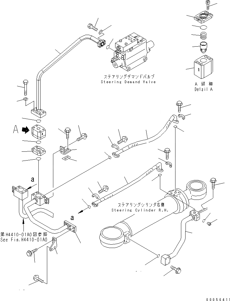Схема запчастей Komatsu WA800-3E0 - ГИДРОЛИНИЯ РУЛЕВОГО УПРАВЛЕНИЯ (ЛИНИЯ ЦИЛИНДРА РУЛЕВ. УПР-Я) (ПРАВ.)(№7-7) ГИДРАВЛИКА