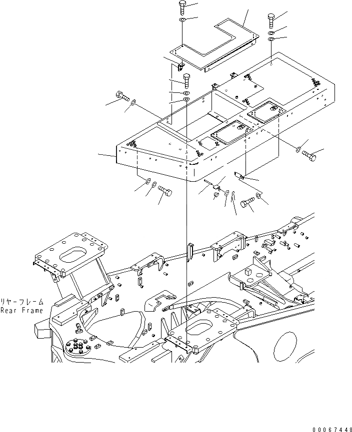 Схема запчастей Komatsu WA800-3E0 - КРЫЛО И ЛЕСТНИЦА (ОСНОВН. КОНСТРУКЦИЯ¤ ЛЕВ.) (АВТОМАТИЧ. СМАЗ. СПЕЦ-Я.)(№7-) ЧАСТИ КОРПУСА