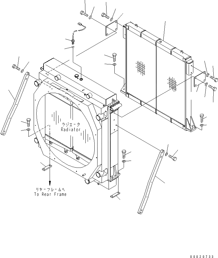 Схема запчастей Komatsu WA800L-3 - РАДИАТОР (ЭЛЕМЕНТЫ КРЕПЛЕНИЯ) СИСТЕМА ОХЛАЖДЕНИЯ