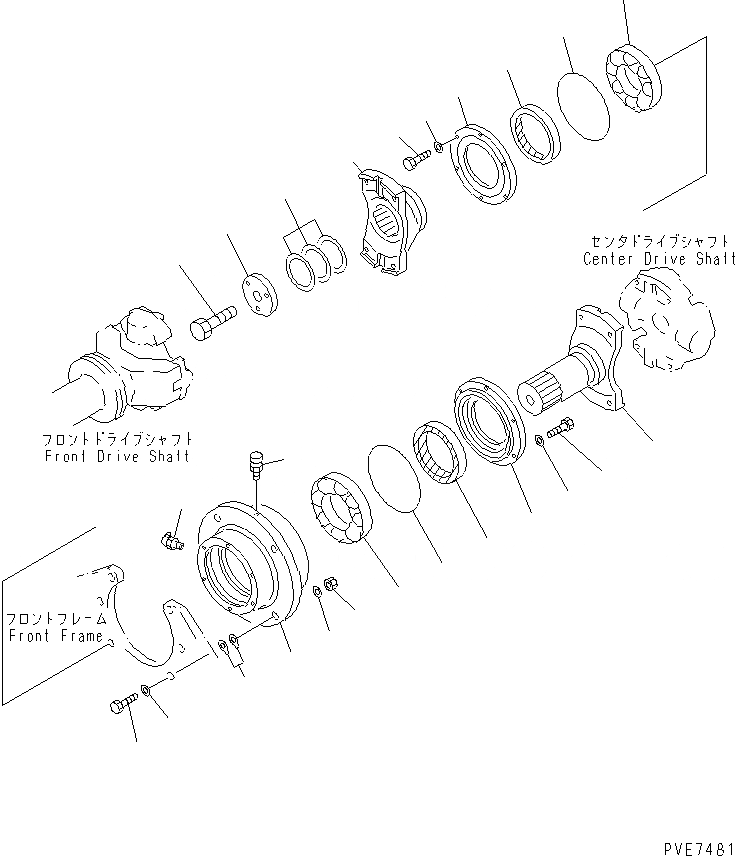 Схема запчастей Komatsu WA800L-3 - ВЕДУЩ. ВАЛ (ЦЕНТР. СУППОРТ) ГИДРОТРАНСФОРМАТОР И ТРАНСМИССИЯ