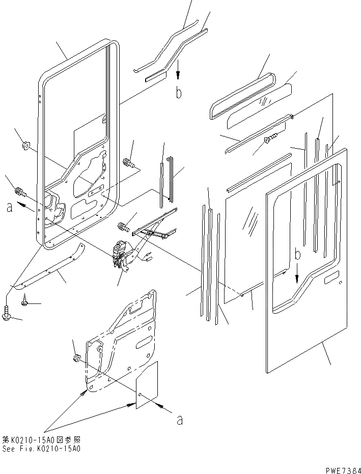 Схема запчастей Komatsu WA800L-3 - КАБИНА (ЛЕВ. ДВЕРЬ В СБОРЕ¤ /) (ДВЕРЬ РАМА¤ ОКНА И РЕГУЛЯТОР) КАБИНА ОПЕРАТОРА И СИСТЕМА УПРАВЛЕНИЯ