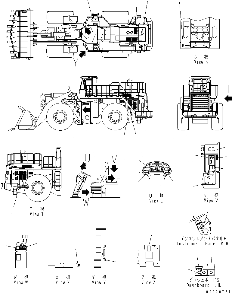 Схема запчастей Komatsu WA800L-3 - ПОЛ ТАБЛИЧКИ (АНГЛ.) КАБИНА ОПЕРАТОРА И СИСТЕМА УПРАВЛЕНИЯ