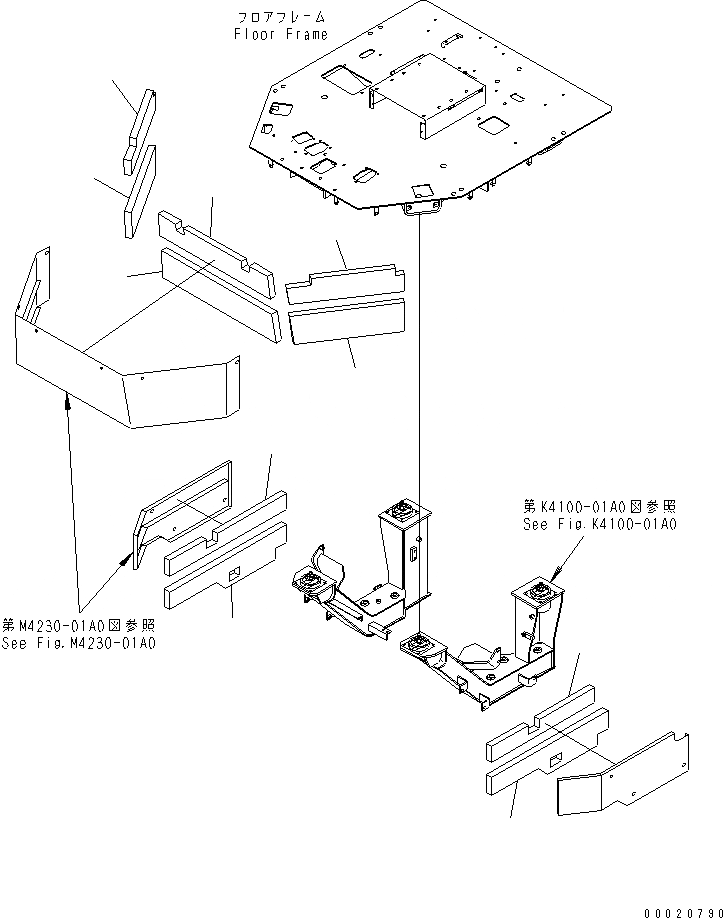 Схема запчастей Komatsu WA800L-3 - ПОКРЫТИЕ ПОЛА (ЩИТКИ) ЧАСТИ КОРПУСА