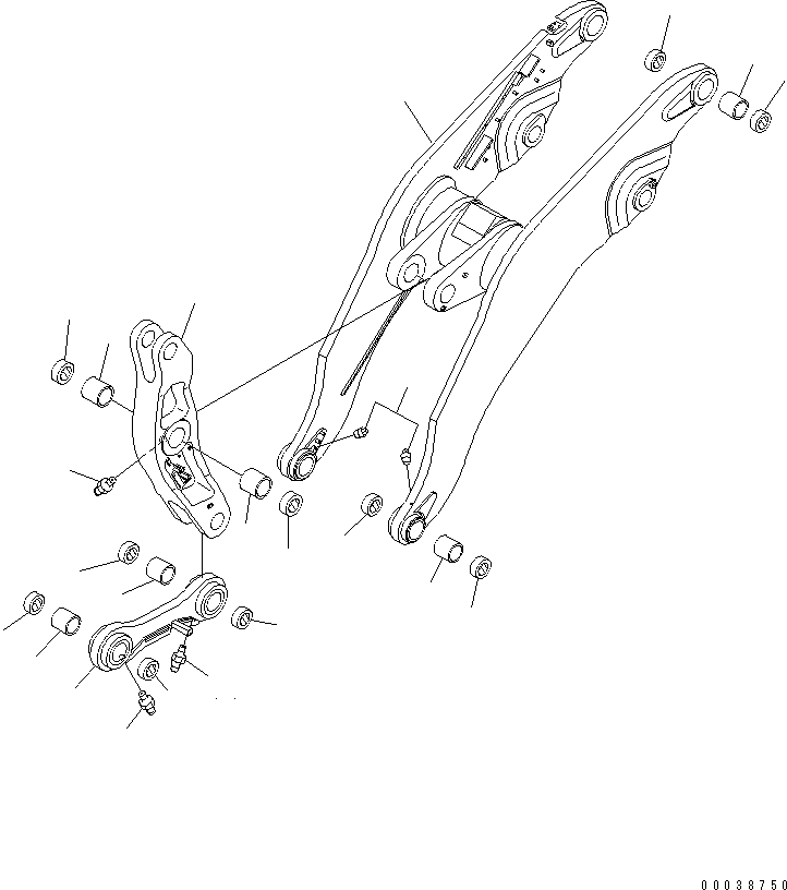 Схема запчастей Komatsu WA800L-3 - РУКОЯТЬ И КОЛЕНЧАТЫЙ РЫЧАГ (ВЫСОК. ПОДЪЕМ РУКОЯТЬ) (ДЛЯ УДАЛЕНН. ПОЗИЦИОНЕР) РАБОЧЕЕ ОБОРУДОВАНИЕ