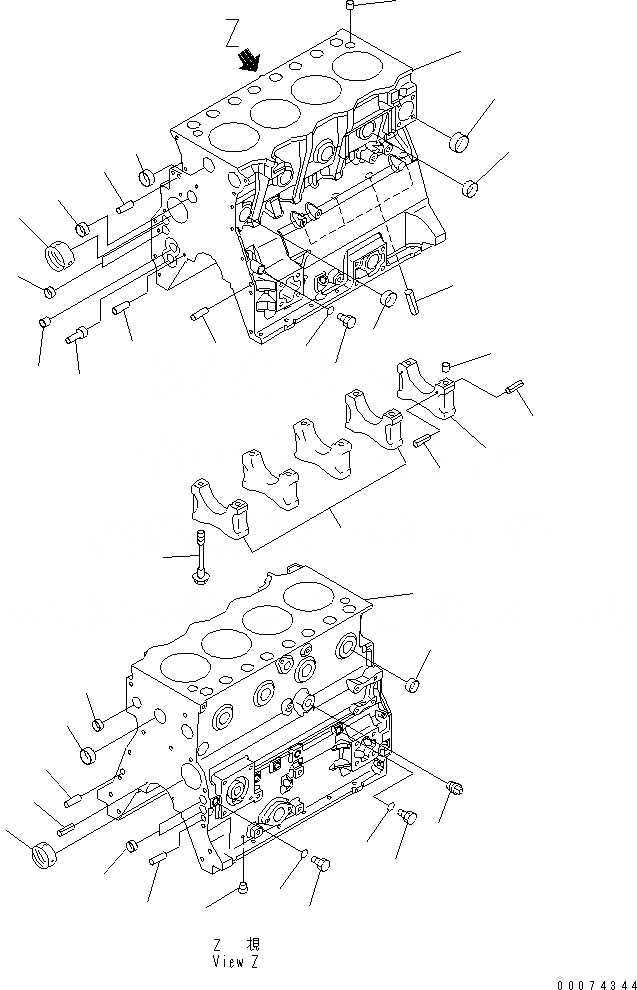 Схема запчастей Komatsu WA80-6 - БЛОК ЦИЛИНДРОВ AA ДВИГАТЕЛЬ