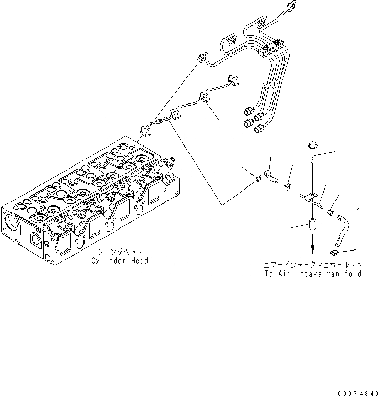 Схема запчастей Komatsu WA80-6 - ТОПЛИВОПРОВОД. AA ДВИГАТЕЛЬ