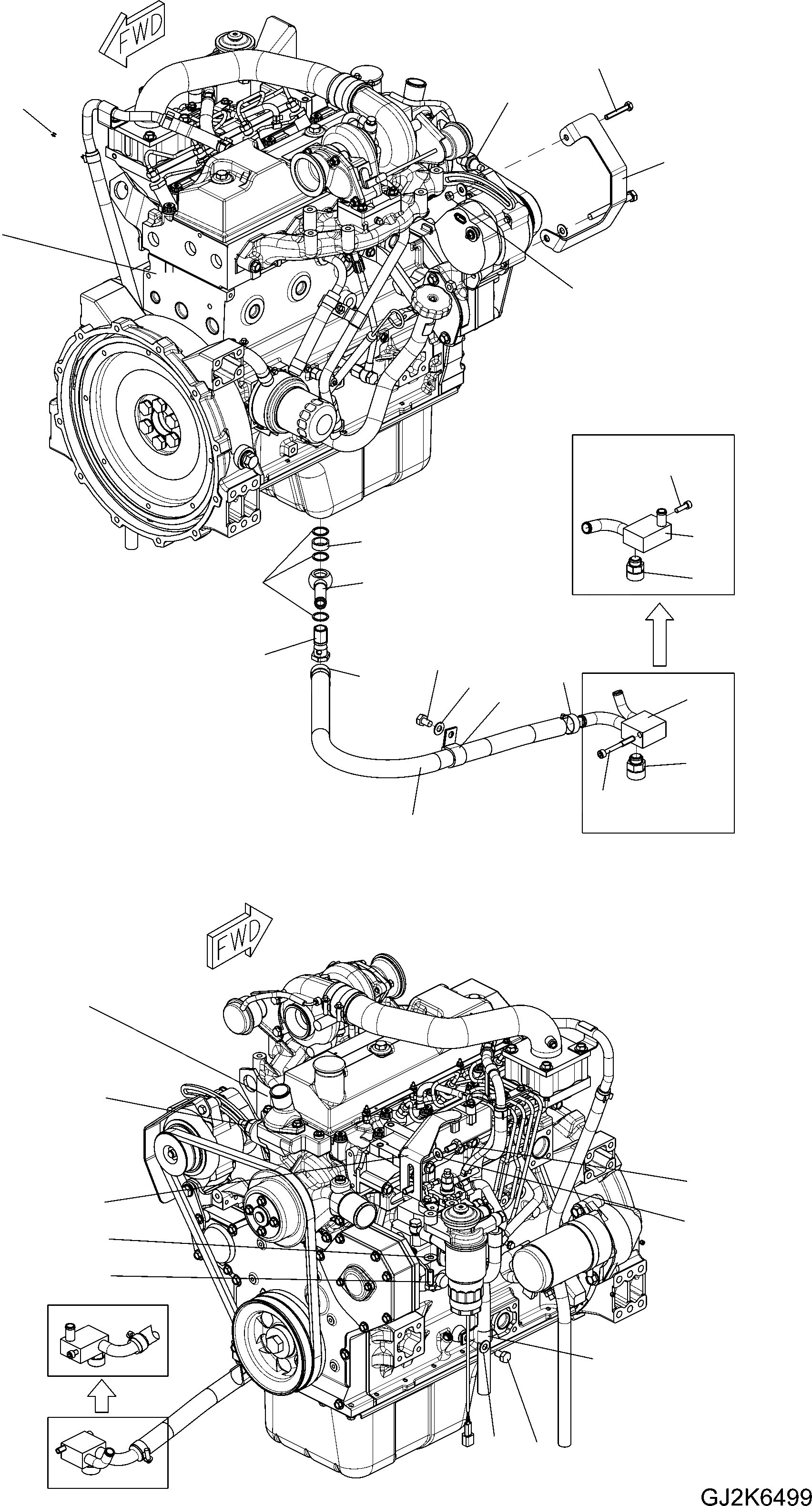 Схема запчастей Komatsu WA80-6 - КОМПОНЕНТЫ ДВИГАТЕЛЯ (ЭЛЕМЕНТЫ КРЕПЛЕНИЯ) B КОМПОНЕНТЫ ДВИГАТЕЛЯ