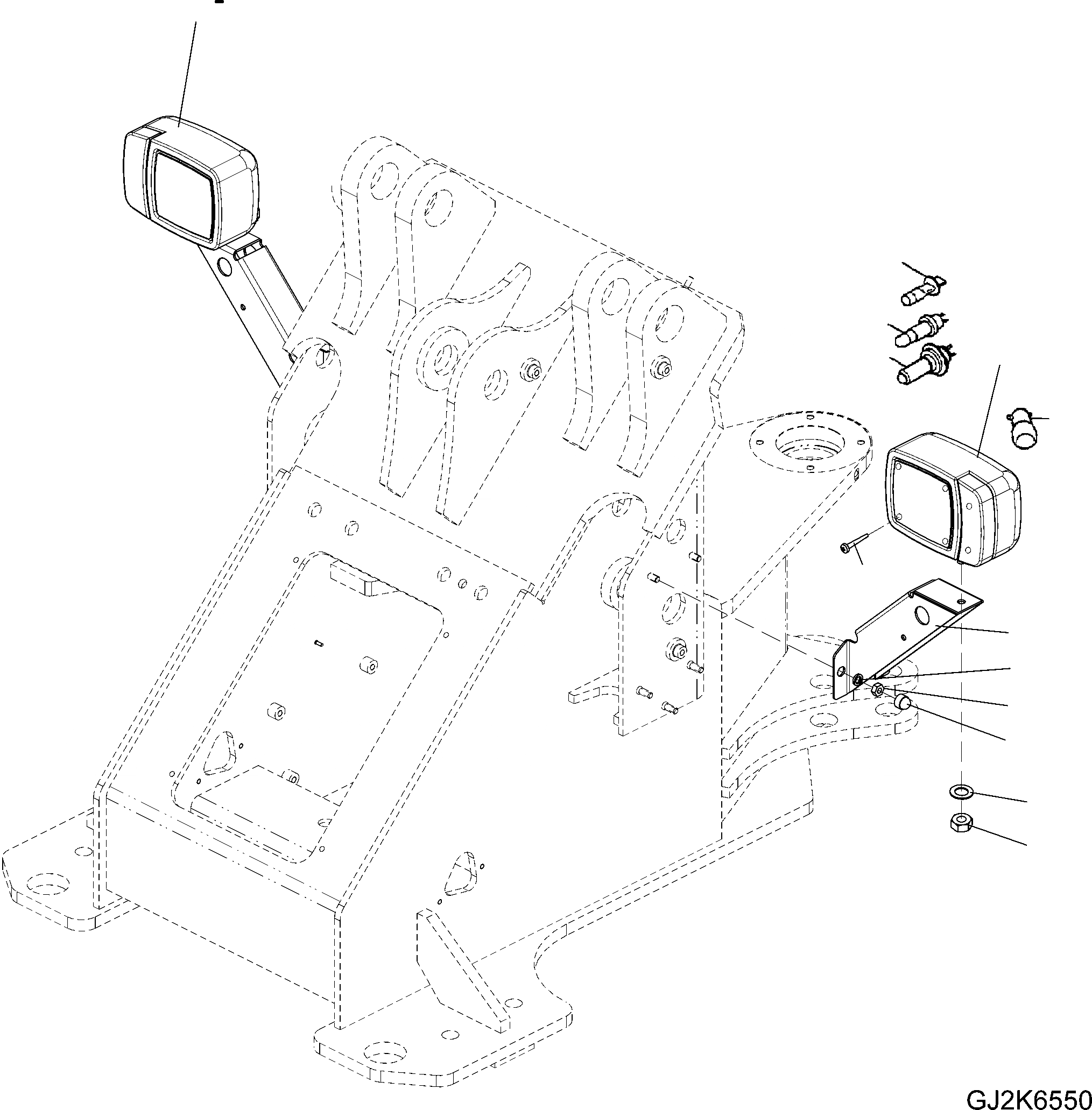 Схема запчастей Komatsu WA80-6 - ПЕРЕДН. ОСВЕЩЕНИЕ (ПРАВ. ПРИВОД) E ЭЛЕКТРИКА