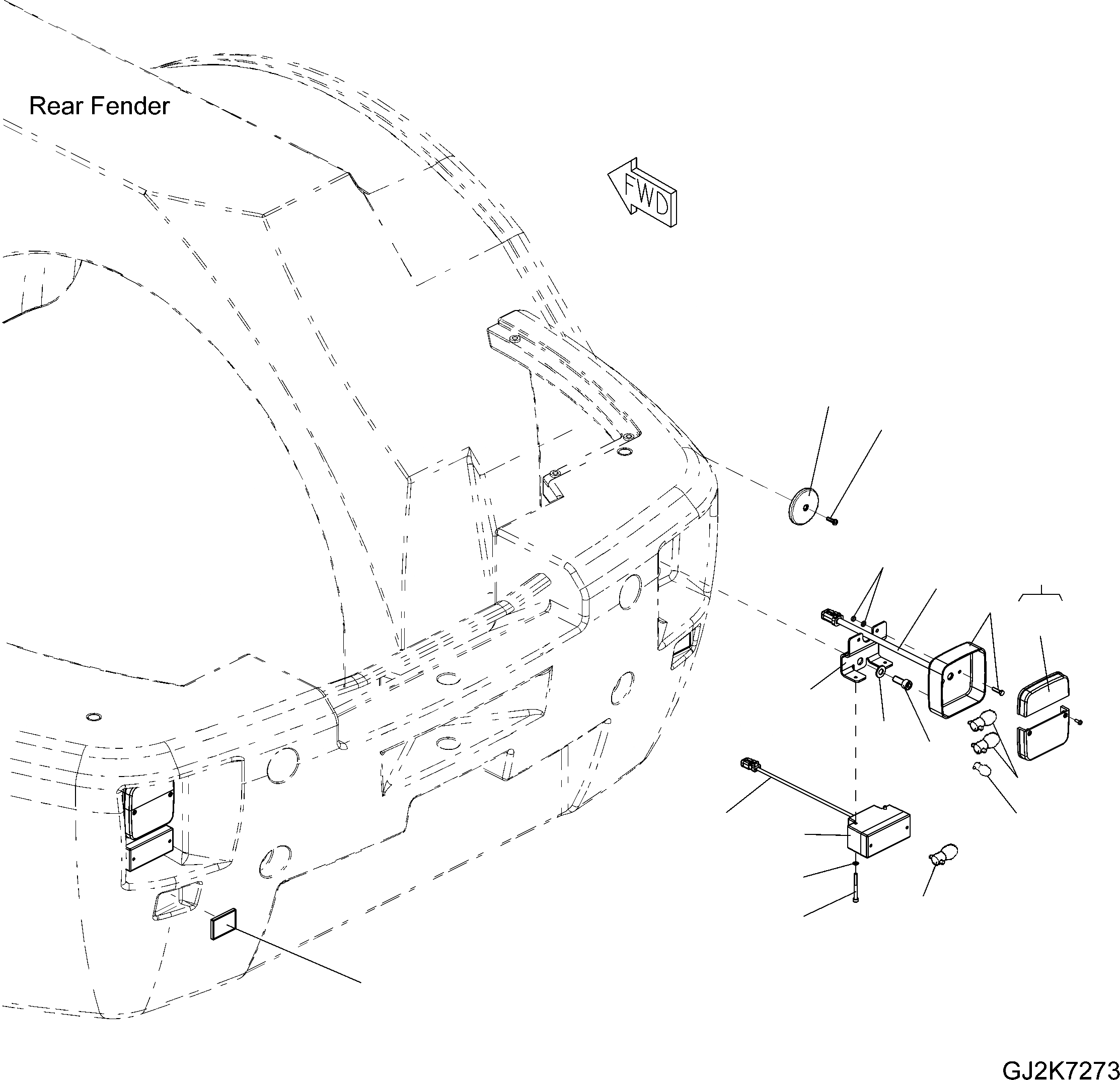 Схема запчастей Komatsu WA80-6 - ЗАДН. LIGHT E ЭЛЕКТРИКА