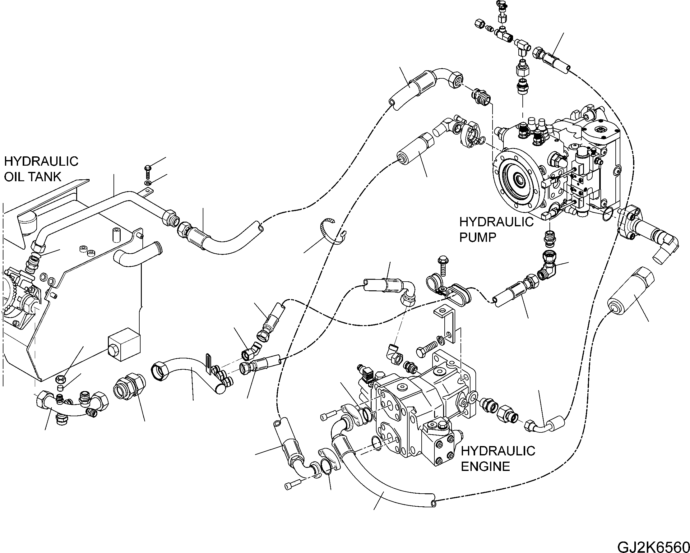 Схема запчастей Komatsu WA80-6 - HST ТРУБЫ (КМ/Ч) (/) F ТРАНСМИССИЯ