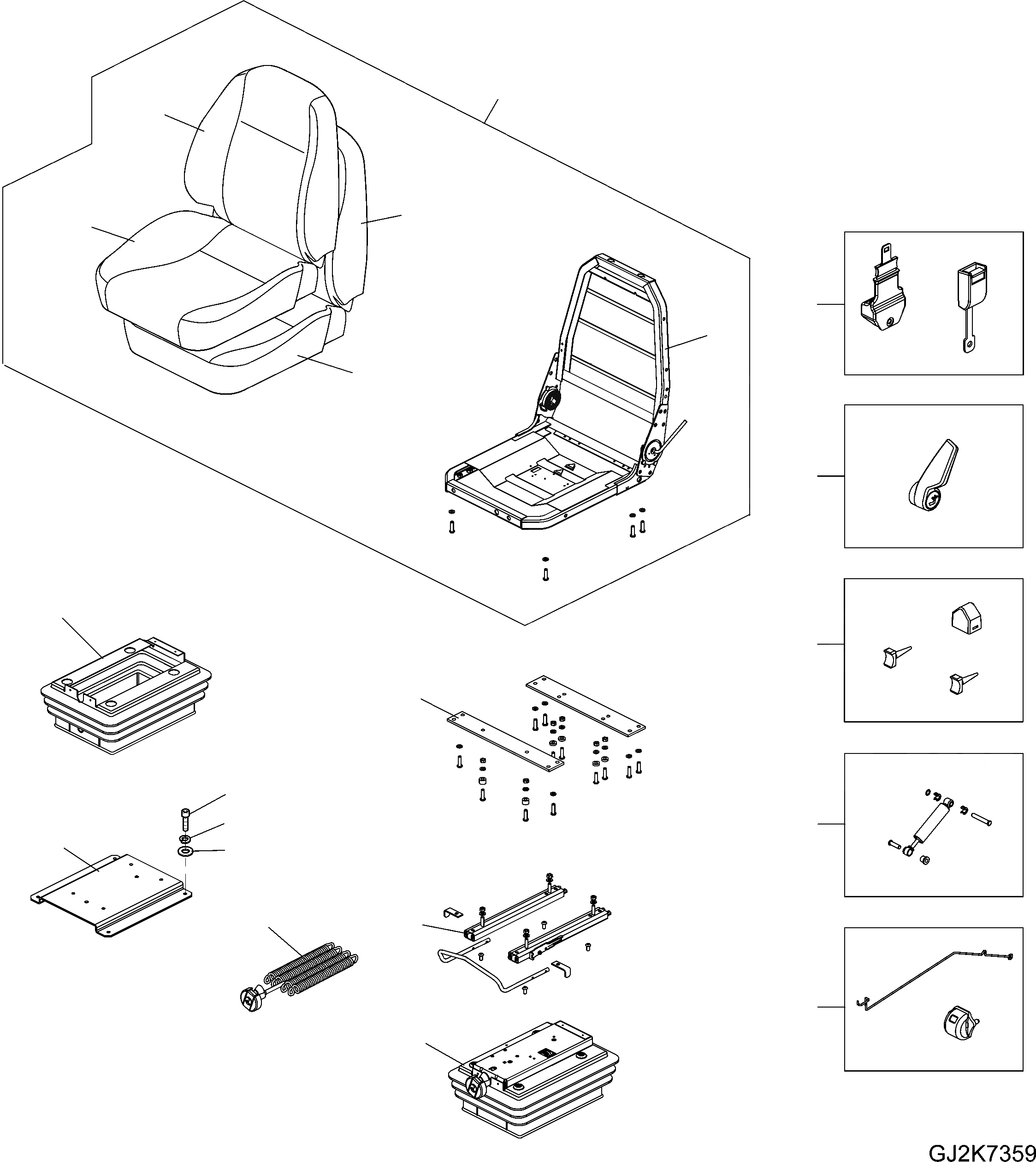 Схема запчастей Komatsu WA80-6 - OPERATOR СИДЕНЬЕ (ВОДН.PROOVED) K OPERATORґS ОБСТАНОВКА И СИСТЕМА УПРАВЛЕНИЯ