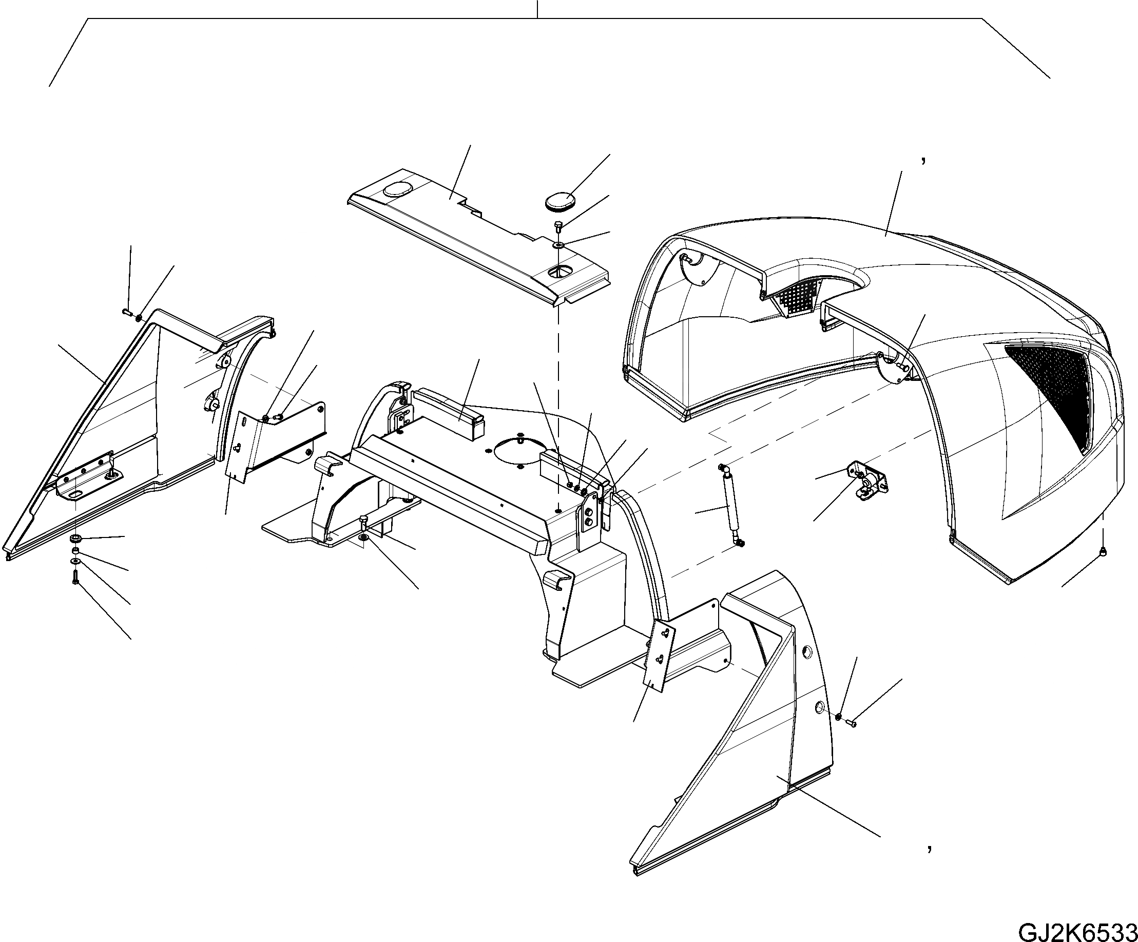 Схема запчастей Komatsu WA80-6 - КАПОТ ГРУППА M ЧАСТИ КОРПУСА