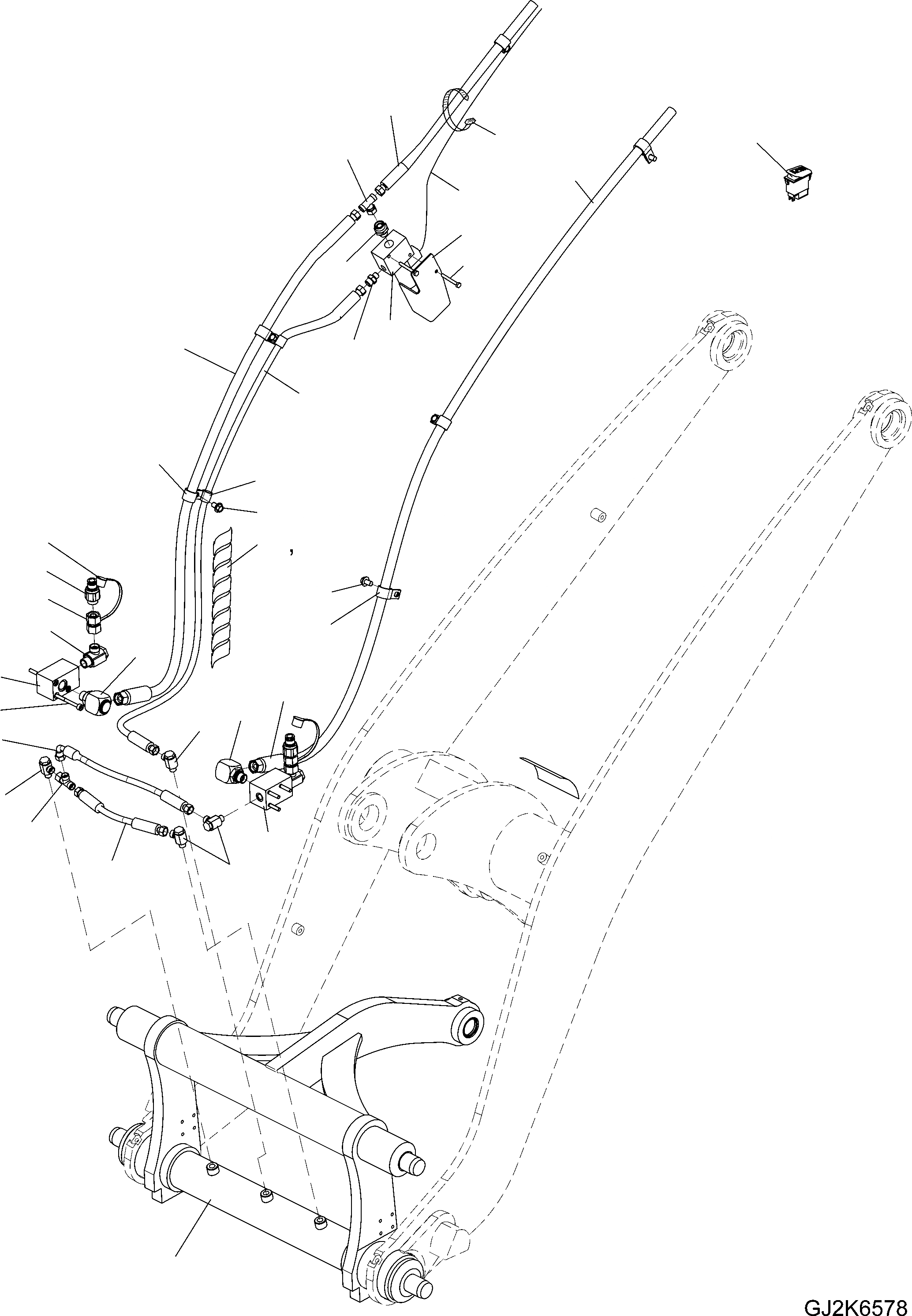 Схема запчастей Komatsu WA80-6 - БЫСТРОСЪЕМН. МЕХ-М (ТРУБЫ) (ЭЛЕКТР. ACTUATION) T РАБОЧЕЕ ОБОРУДОВАНИЕ