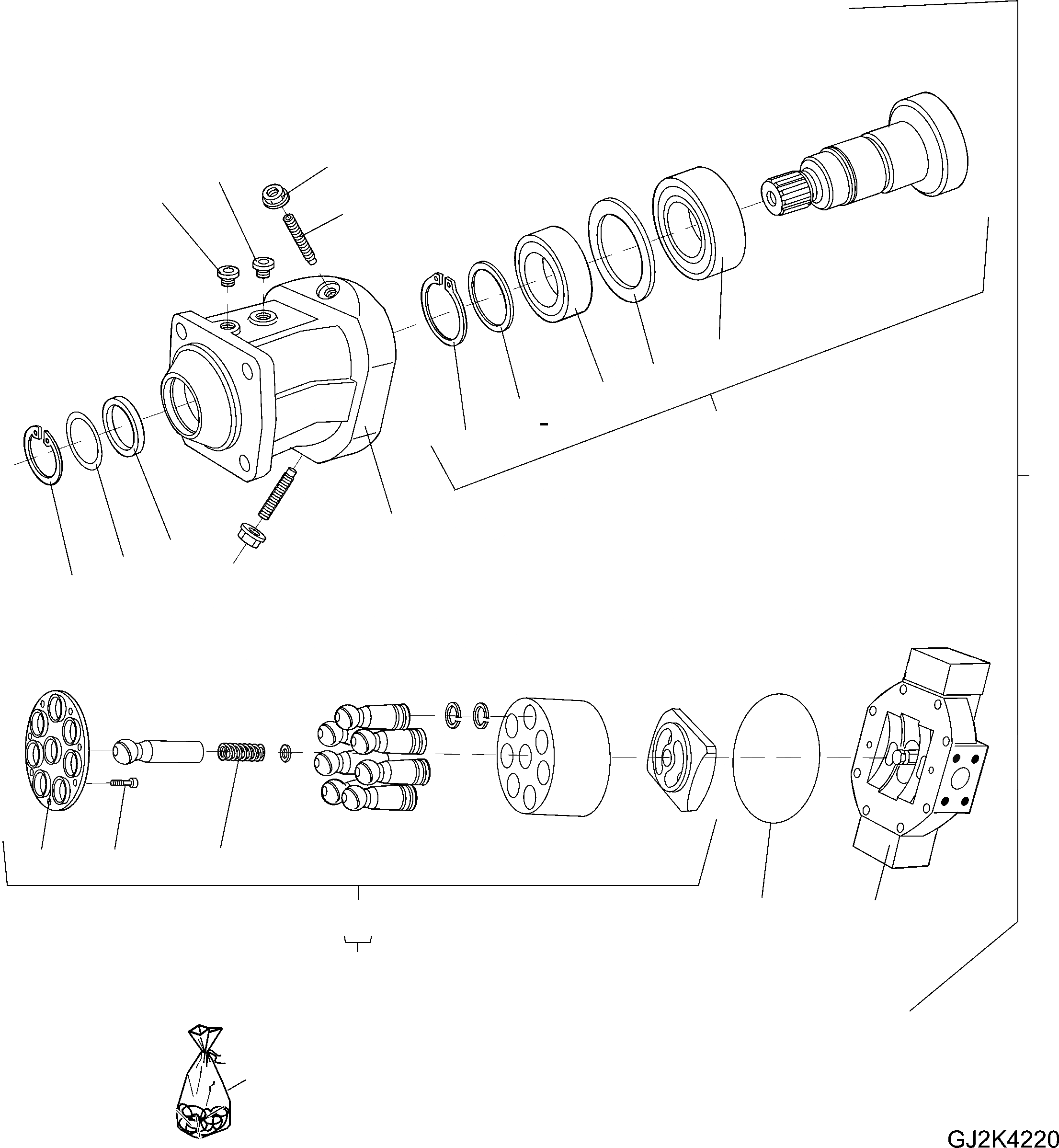 Схема запчастей Komatsu WA80-6 - ГИДРАВЛ ДВИГАТЕЛЬ (КМ/Ч) (ВНУТР. ЧАСТИ) (/) Y ОСНОВН. КОМПОНЕНТЫ И РЕМКОМПЛЕКТЫ