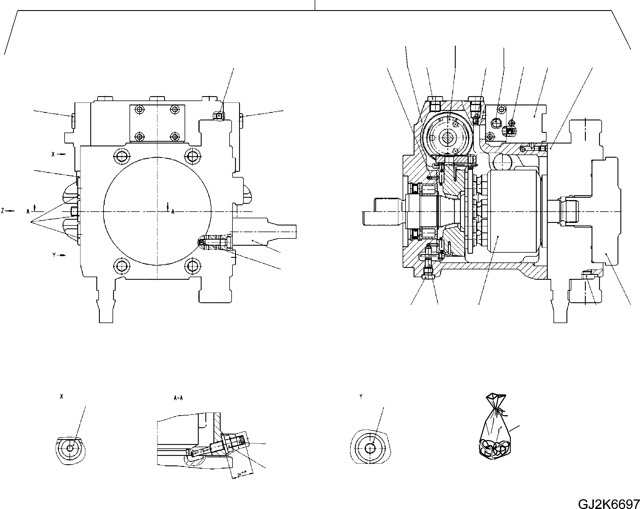 Схема запчастей Komatsu WA80-6 - ГИДР. НАСОС. (КМ/Ч) (ВНУТР. ЧАСТИ) (/9) Y ОСНОВН. КОМПОНЕНТЫ И РЕМКОМПЛЕКТЫ