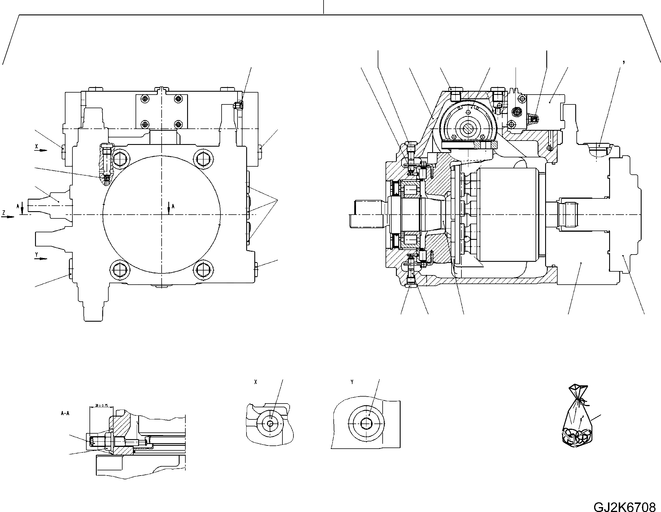 Схема запчастей Komatsu WA80-6 - ГИДР. НАСОС. (КМ/Ч) (ВНУТР. ЧАСТИ) (/8) Y ОСНОВН. КОМПОНЕНТЫ И РЕМКОМПЛЕКТЫ