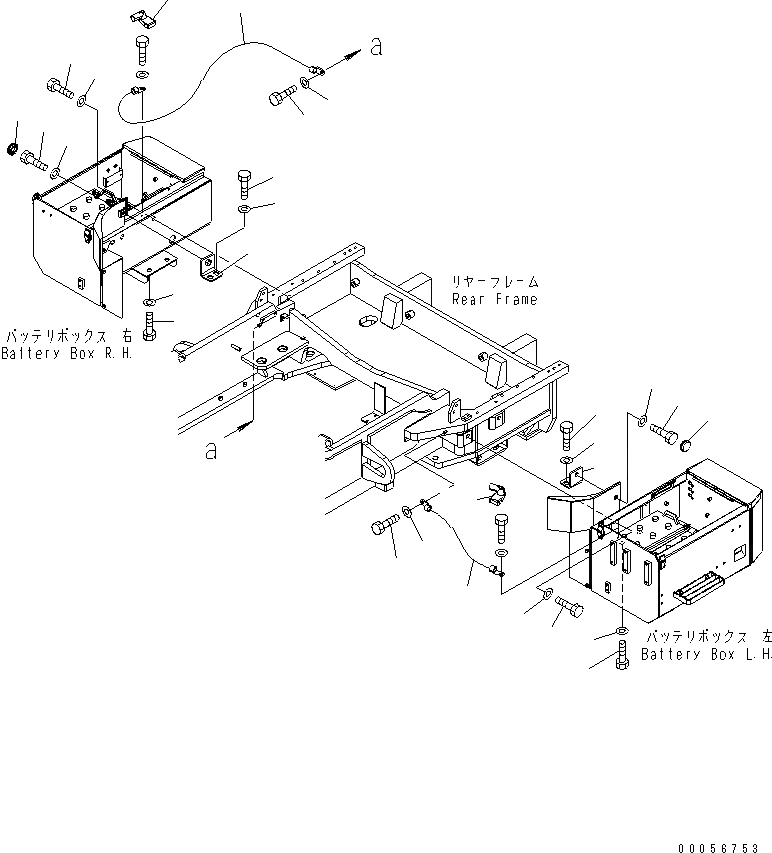 Схема запчастей Komatsu WA900-3E0 - КРЕПЛЕНИЯ АККУМУЛЯТОРАING(№-) ЭЛЕКТРИКА