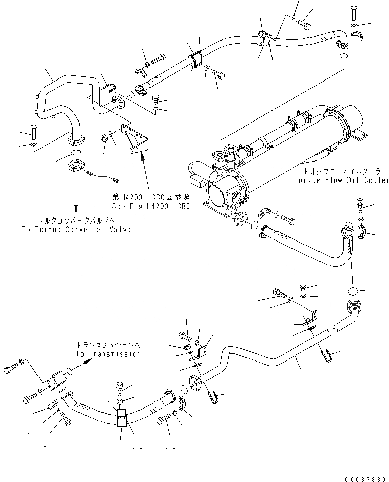 Схема запчастей Komatsu WA900-3E0 - ГИДРОТРАНСФОРМАТОР И ТРАНСМИССИЯ ЛИНИЯ (ЛИНИИ МАСЛООХЛАДИТЕЛЯ)(№-) ГИДРОТРАНСФОРМАТОР И ТРАНСМИССИЯ