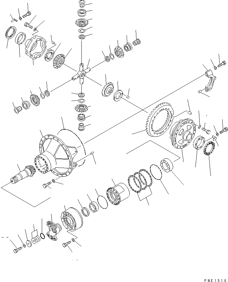 Схема запчастей Komatsu WA900-1 - ЗАДНИЙ ДИФФЕРЕНЦИАЛ ВЕДУЩ. ВАЛ¤ ДИФФЕРЕНЦ. И КОЛЕСА