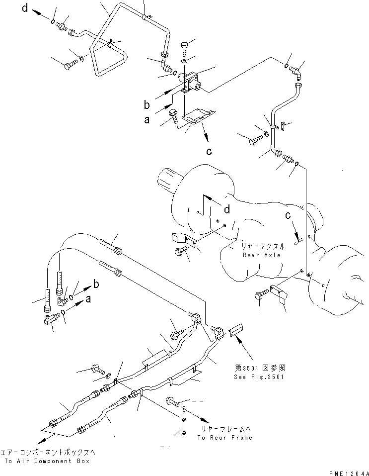 Схема запчастей Komatsu WA900-1 - ТОРМОЗ. МАСЛОПРОВОДЯЩАЯ ЛИНИЯ (ЗАДН. ТОРМОЗ.) ВЕДУЩ. ВАЛ¤ ДИФФЕРЕНЦ. И КОЛЕСА