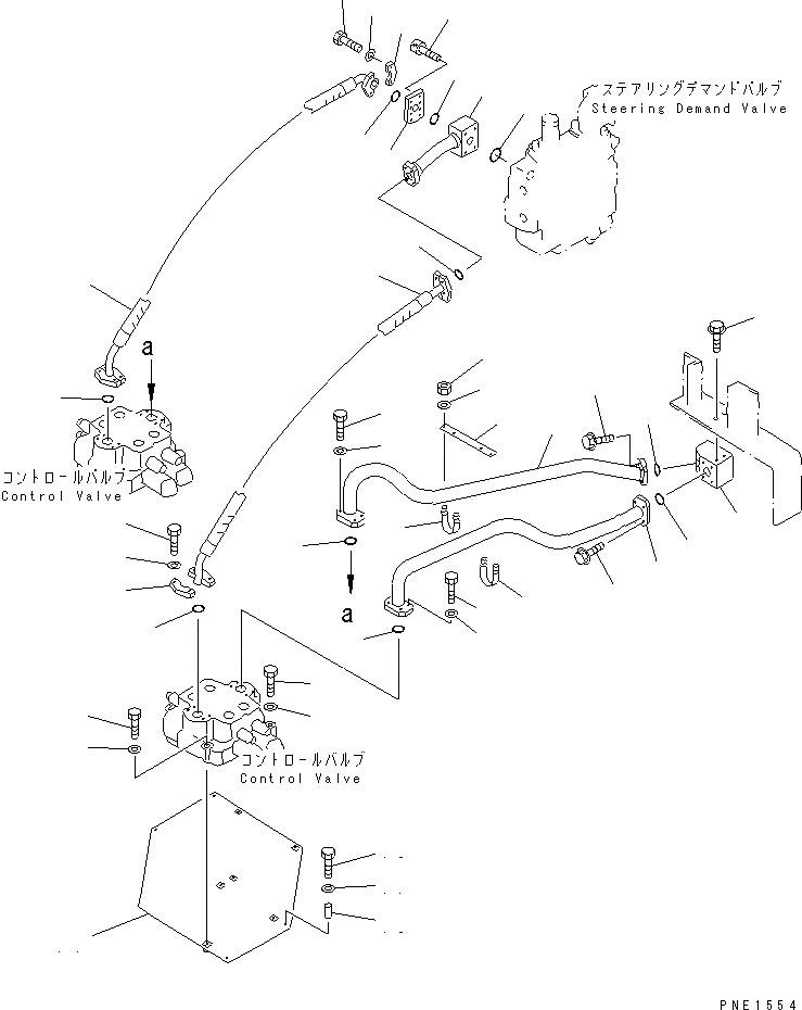 Схема запчастей Komatsu WA900-1 - ГИДРОЛИНИЯ (ЗАПРАШИВАЮЩ. КЛАПАН - УПРАВЛЯЮЩ. КЛАПАН) УПРАВЛ-Е РАБОЧИМ ОБОРУДОВАНИЕМ