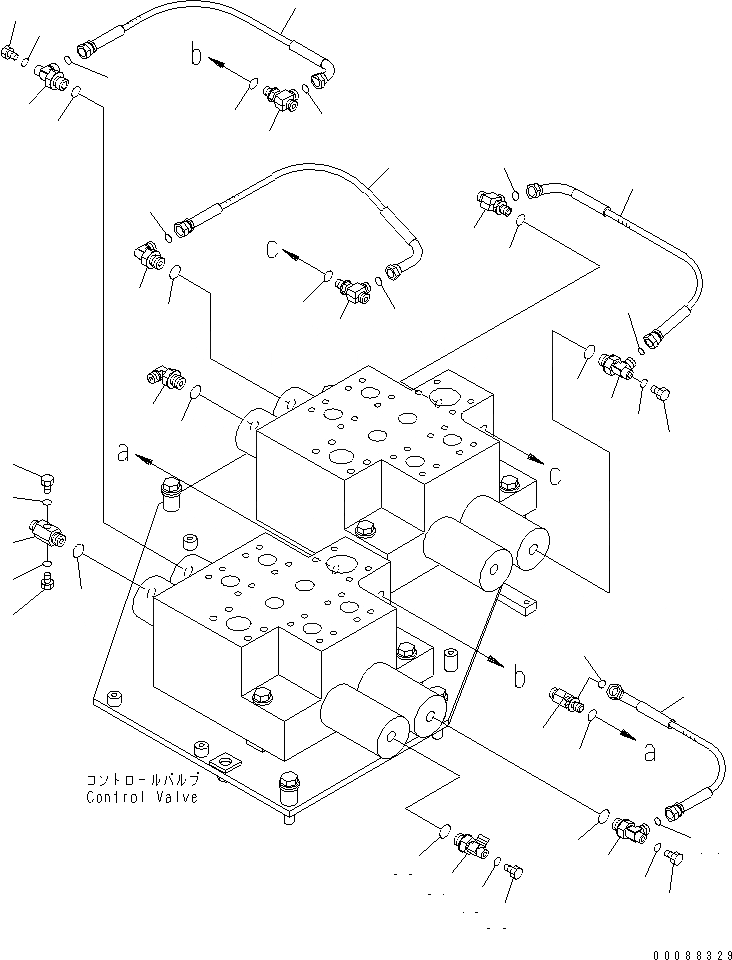 Схема запчастей Komatsu WA900-3E0 - КОНТРОЛЬНЫЙ КЛАПАН РАБОЧ. ОБОРУДОВАНИЯ (ТРУБЫ ЧАСТИ) (ДЛЯ УДАЛЕНН. ПОЗИЦИОНЕР)(№8-) ГИДРАВЛИКА