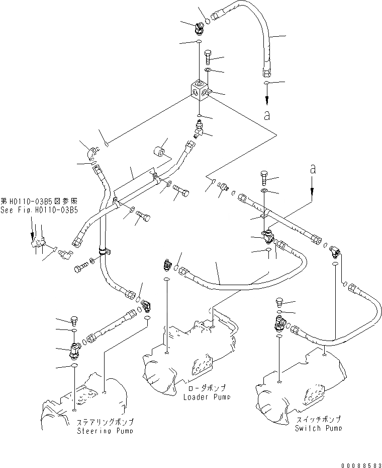 Схема запчастей Komatsu WA900-3E0 - ГИДРАВЛ ЛИНИЯ (НАСОС ВОЗВРАТН. ЛИНИЯ) (ДЛЯ НАКЛОН. ОГРАНИЧИТЕЛЬ)(№-) ГИДРАВЛИКА